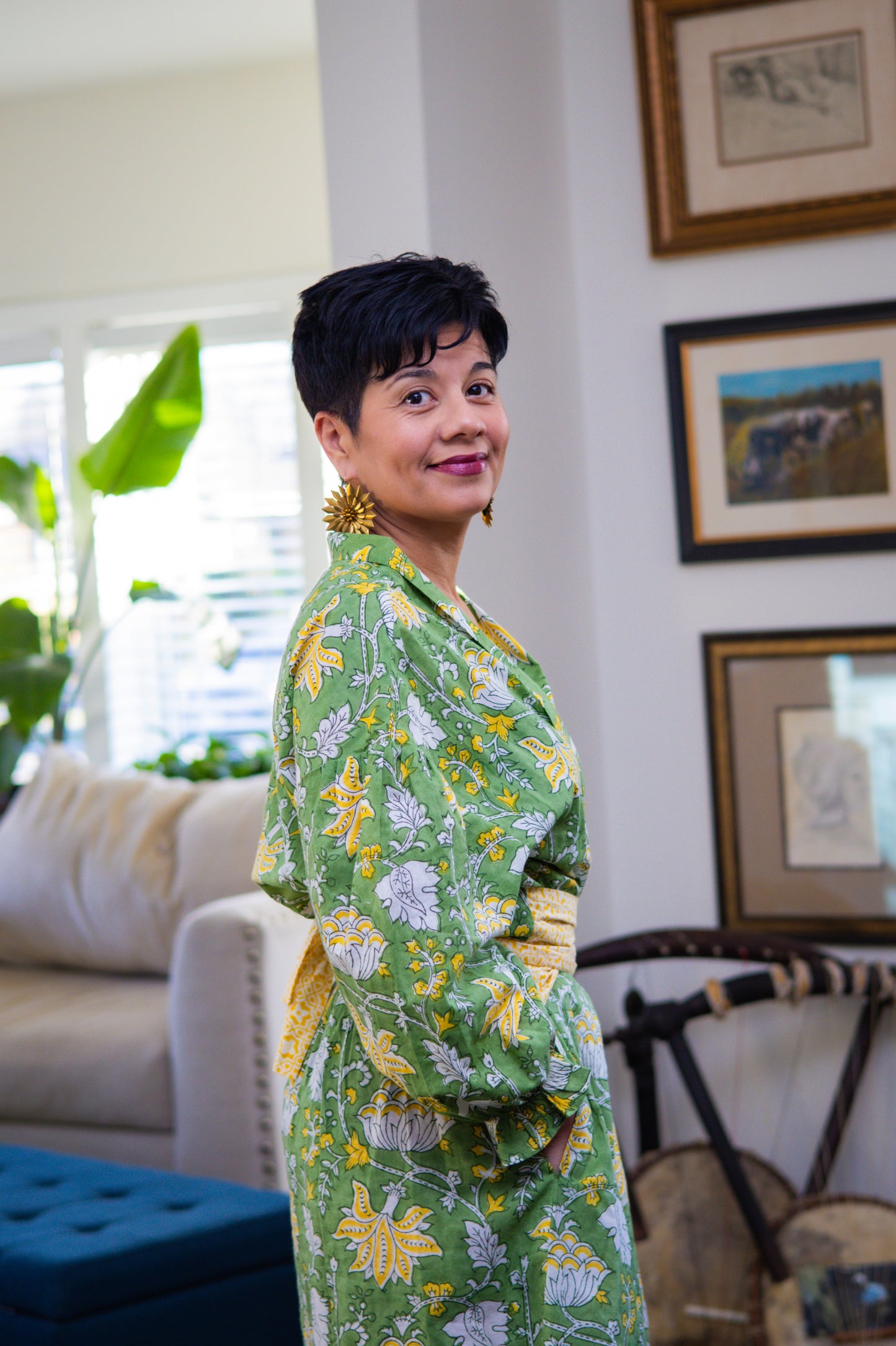 Golden Meadow House Dress Robe