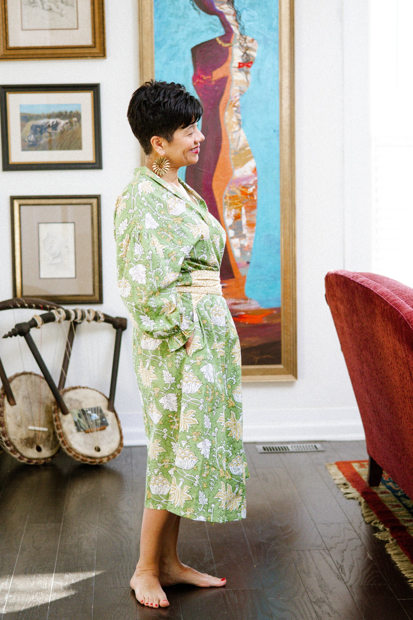 Golden Meadow House Dress Robe
